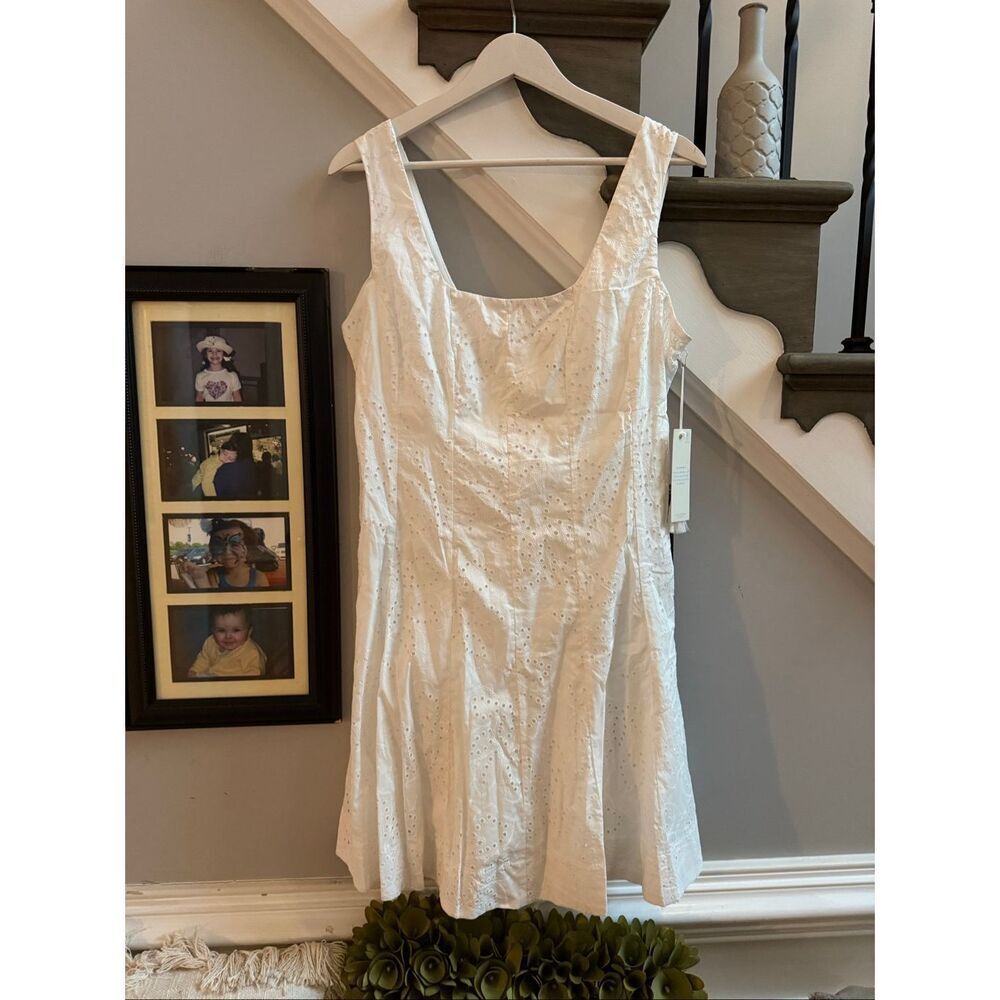 Calypso St. Barth Islegance White Eyelet Sleeveless Sun Dress sz 12 NWT
